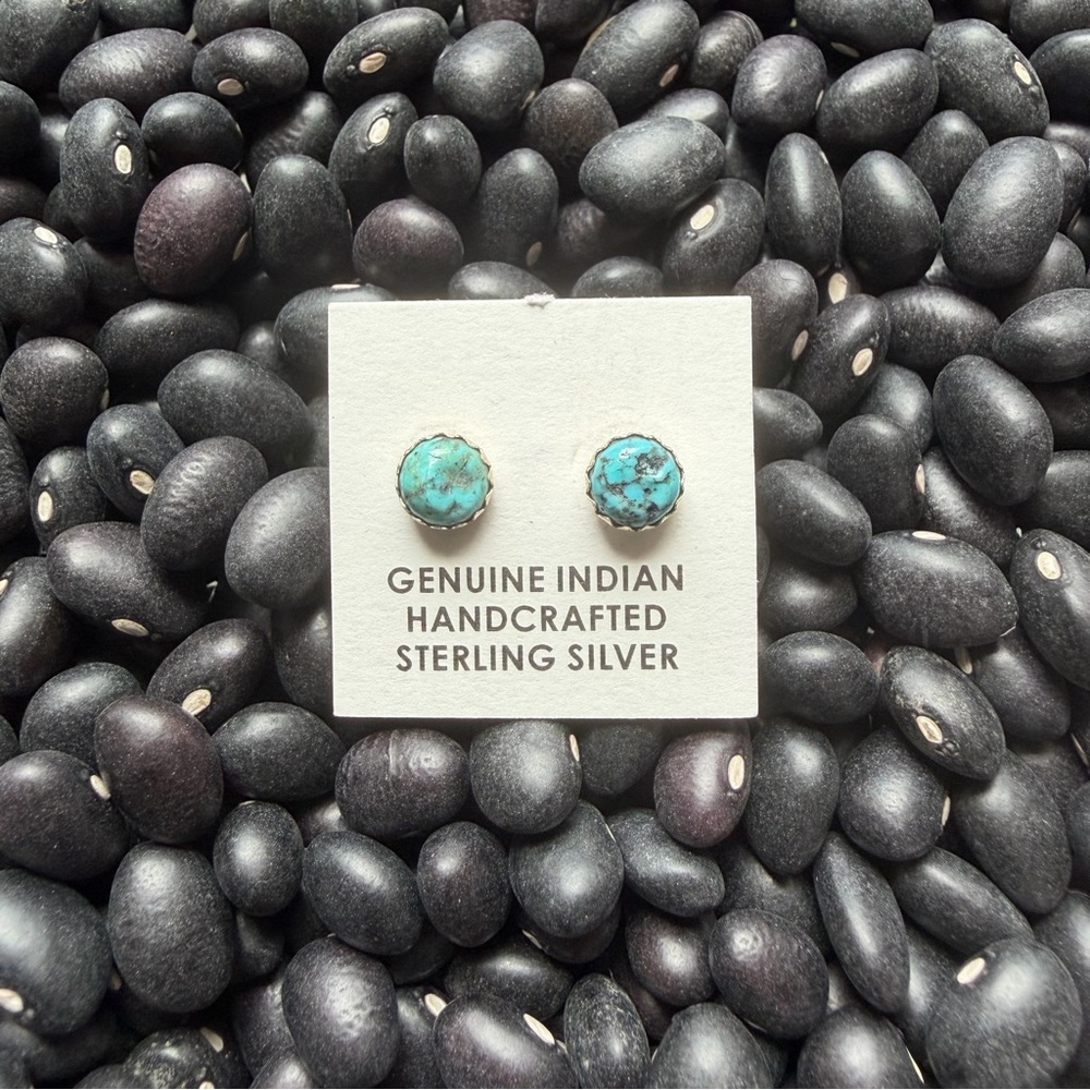 SOLD | Navajo Native Made Kingman Sterling Silver Studs
